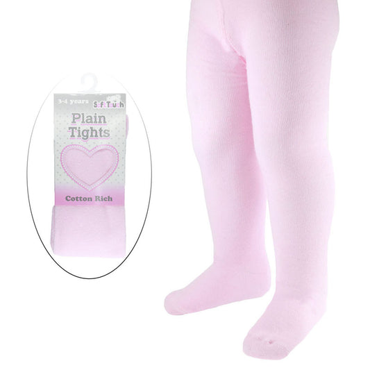 Girls Plain Pink Knitted Tights
