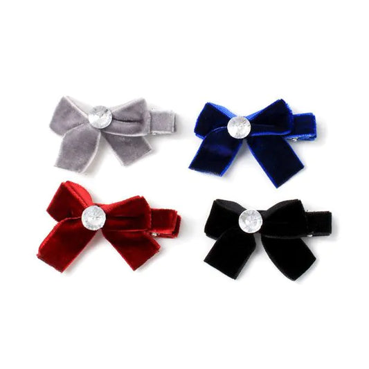 Set Of 2 Velvet Bow Clips