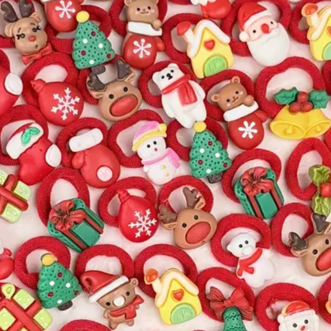 5 Assorted Christmas Character Mini Hair Bobbles