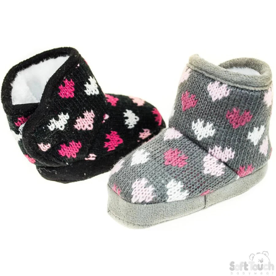 Baby Girls Heart Knitted Pram Boot