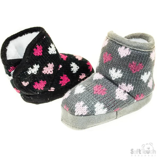Baby Girls Heart Knitted Pram Boot