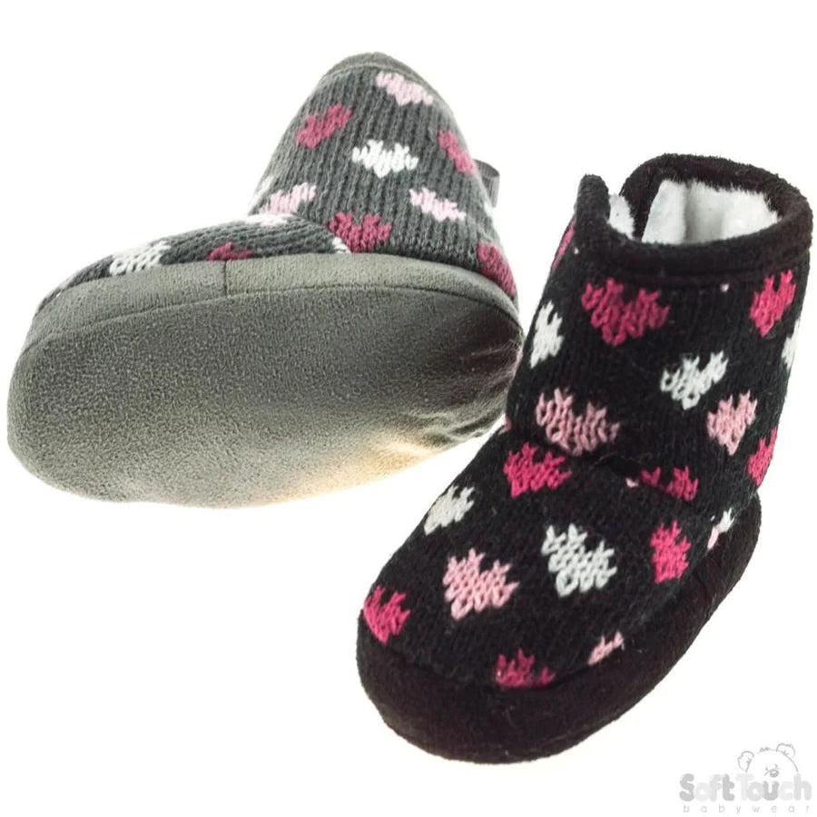 Baby Girls Heart Knitted Pram Boot