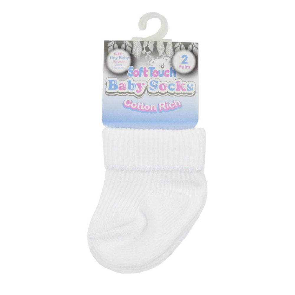 Tiny Baby 2 Pack White Socks