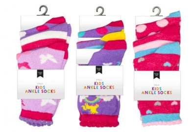 Girls 3 Pack Ankle Socks