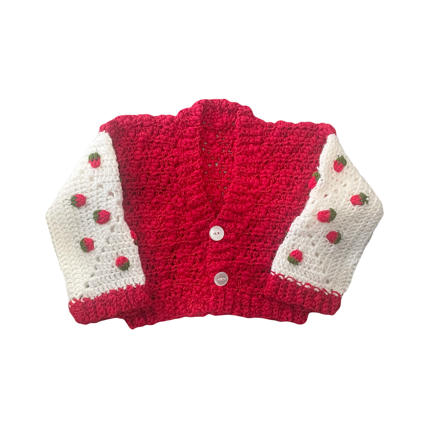 Baby Hand Crocheted Strawberry Cardigan