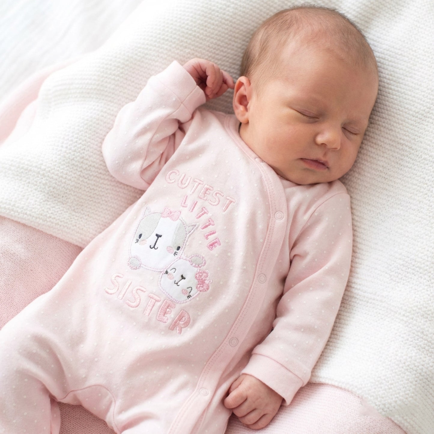 Baby Girls “Cutest Little Sister” Sleepsuit