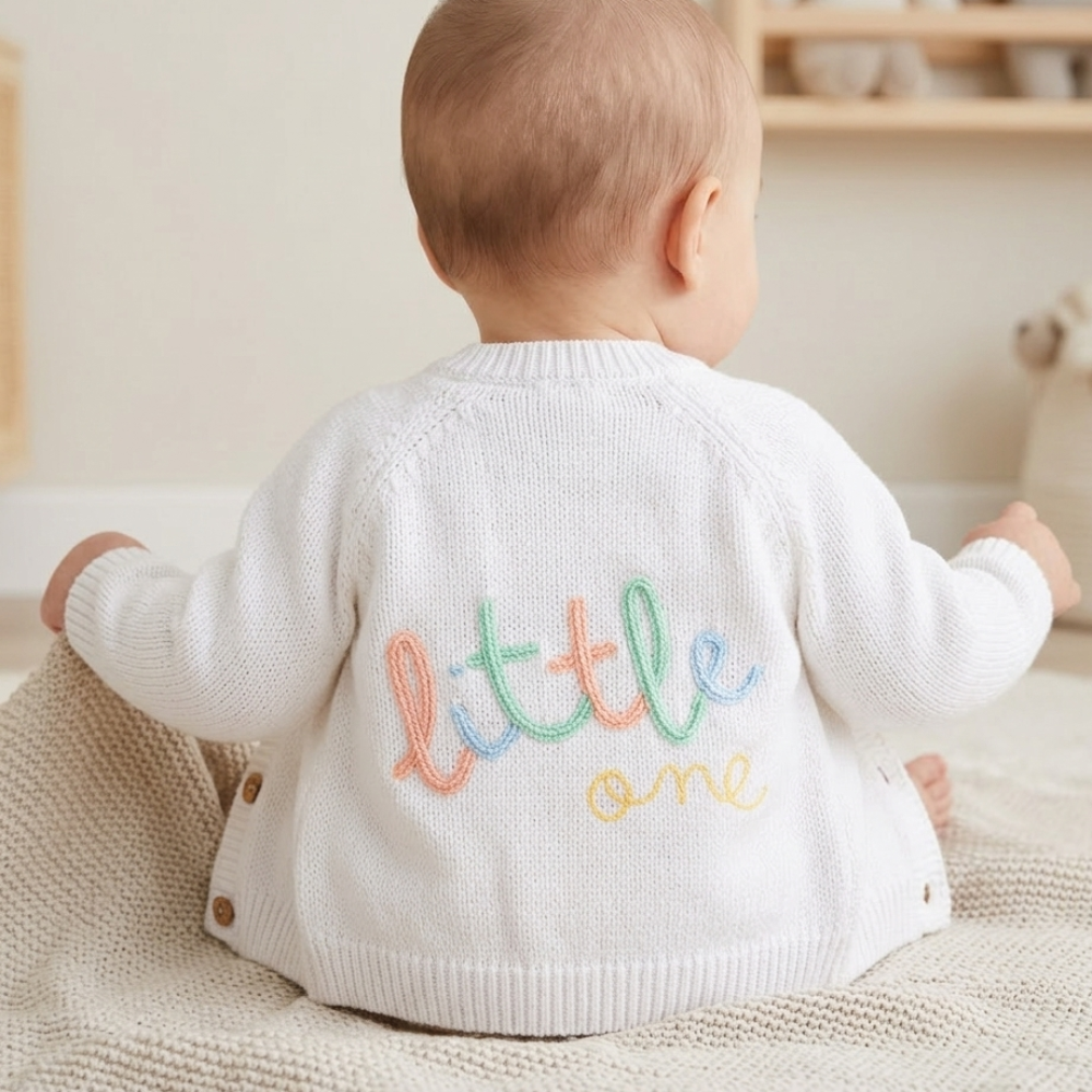Baby Cotton Knit Cardigan with Embroidery