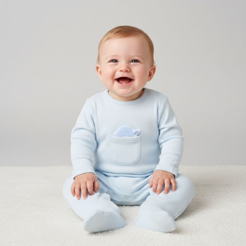 Baby Boys Turtle Appliqué Sleepsuit