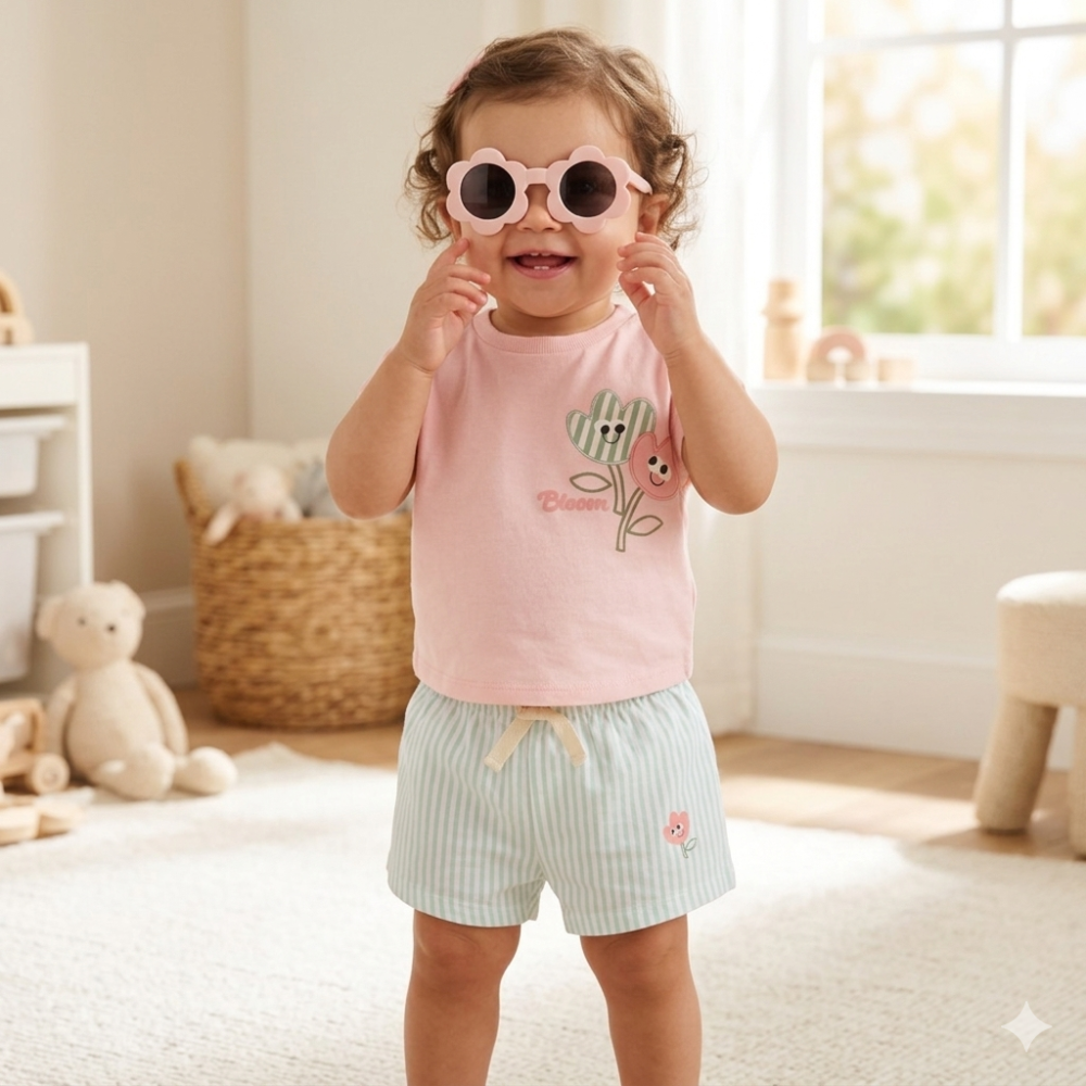 Girls Flower Outfit with Sunglasses