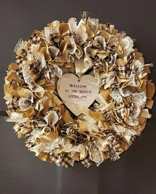 Handmade Rag Wreath - Neutral