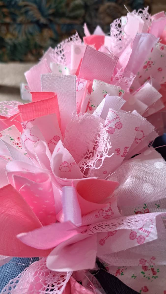 Handmade Rag Wreath - Pink