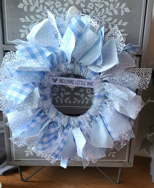Handmade Rag Wreath - Blue