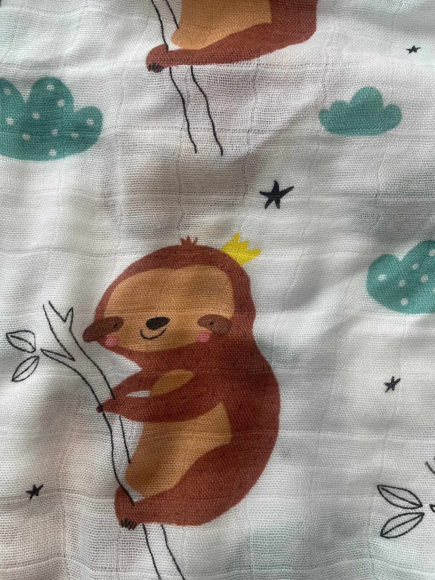 Sloth Muslin Swaddle Blanket