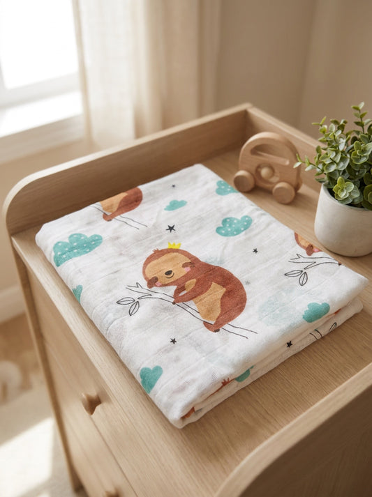 Sloth Muslin Swaddle Blanket