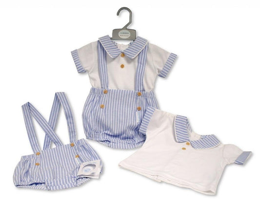 Baby Boys Oxford Stripe Dungaree Outfit