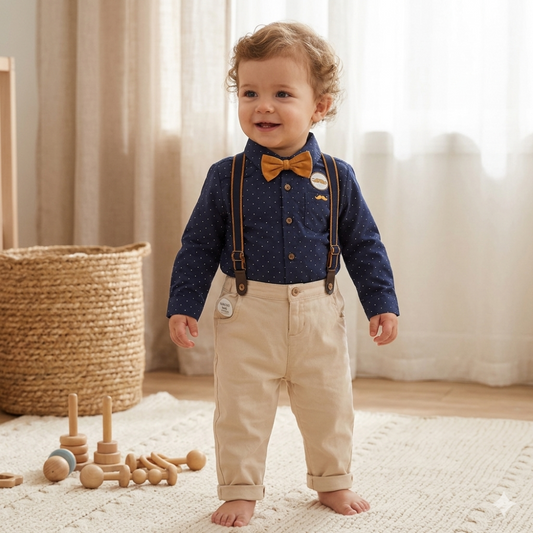 Baby Boys Bow Tie & Braces Outfit
