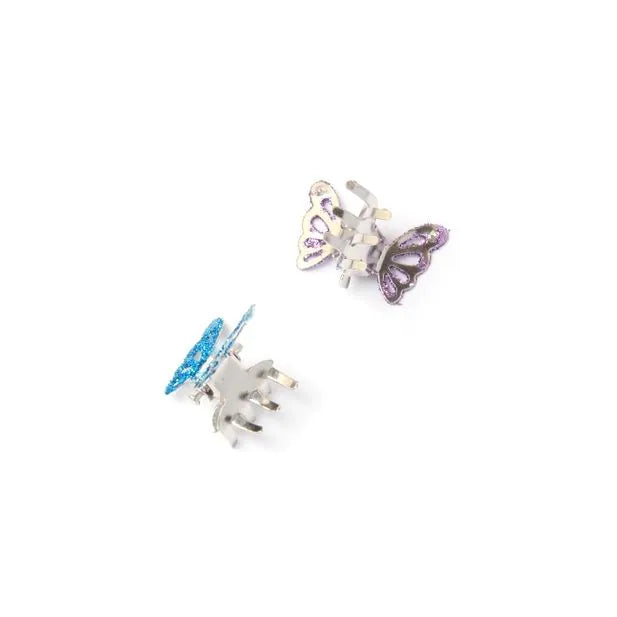 Set Of 6 Glitter Butterfly Mini Clamps