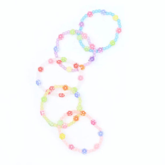 Pack Of 5 Frosted Beads And Daisy Bracelets