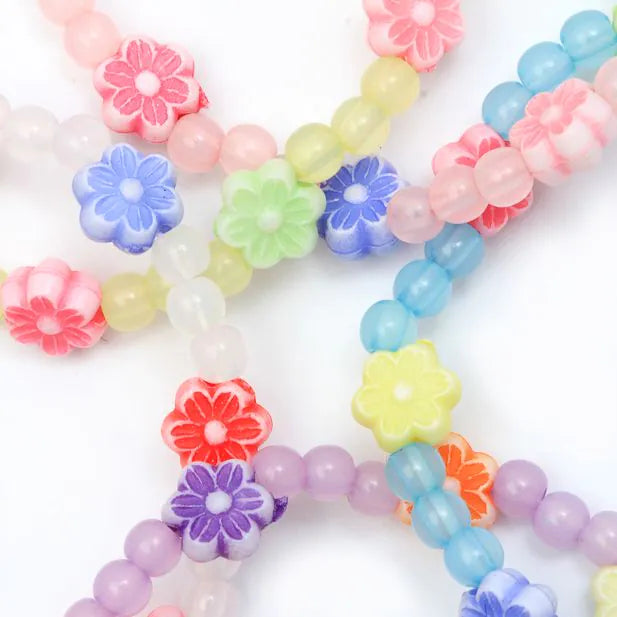 Pack Of 5 Frosted Beads And Daisy Bracelets