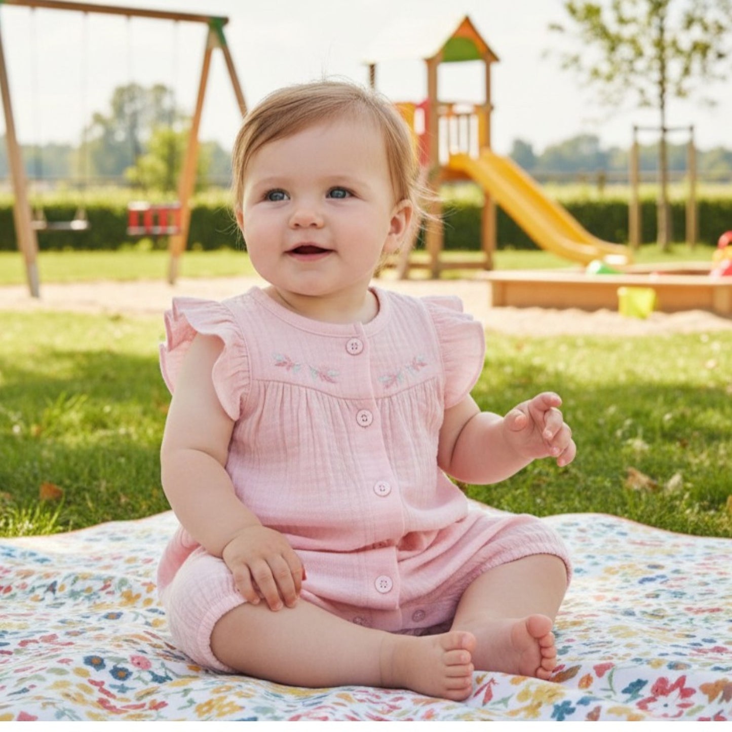 Baby Girls Flower Detail Romper
