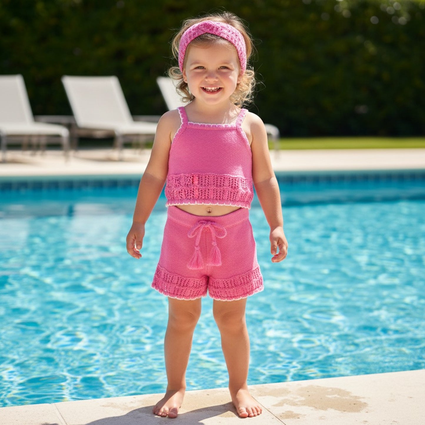 Girls Cotton Knit Outfit with Headband