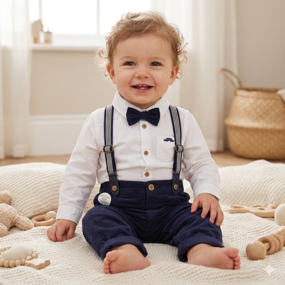 Baby Boys Bow Tie & Braces Outfit