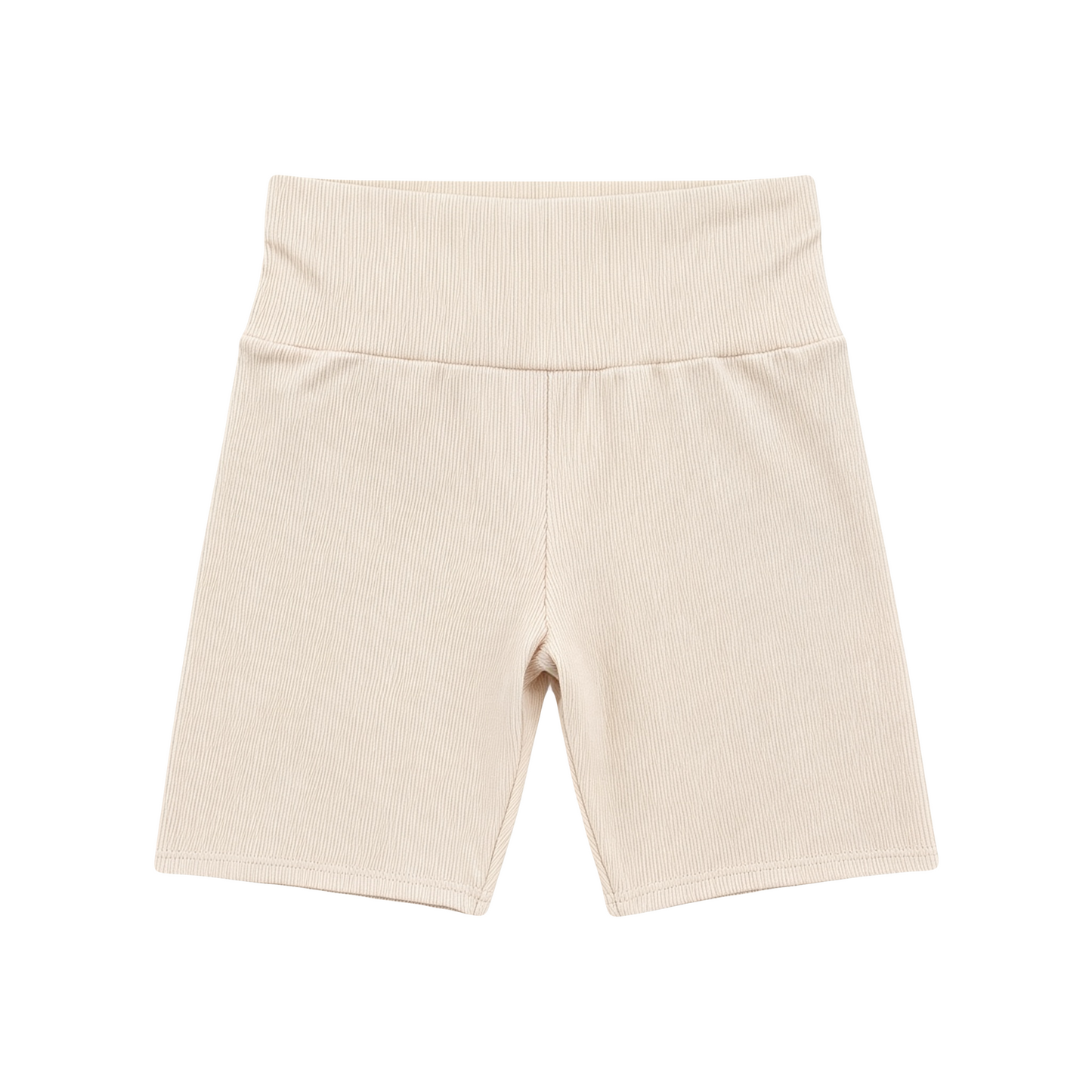Beige Ribbed Cycle Shorts