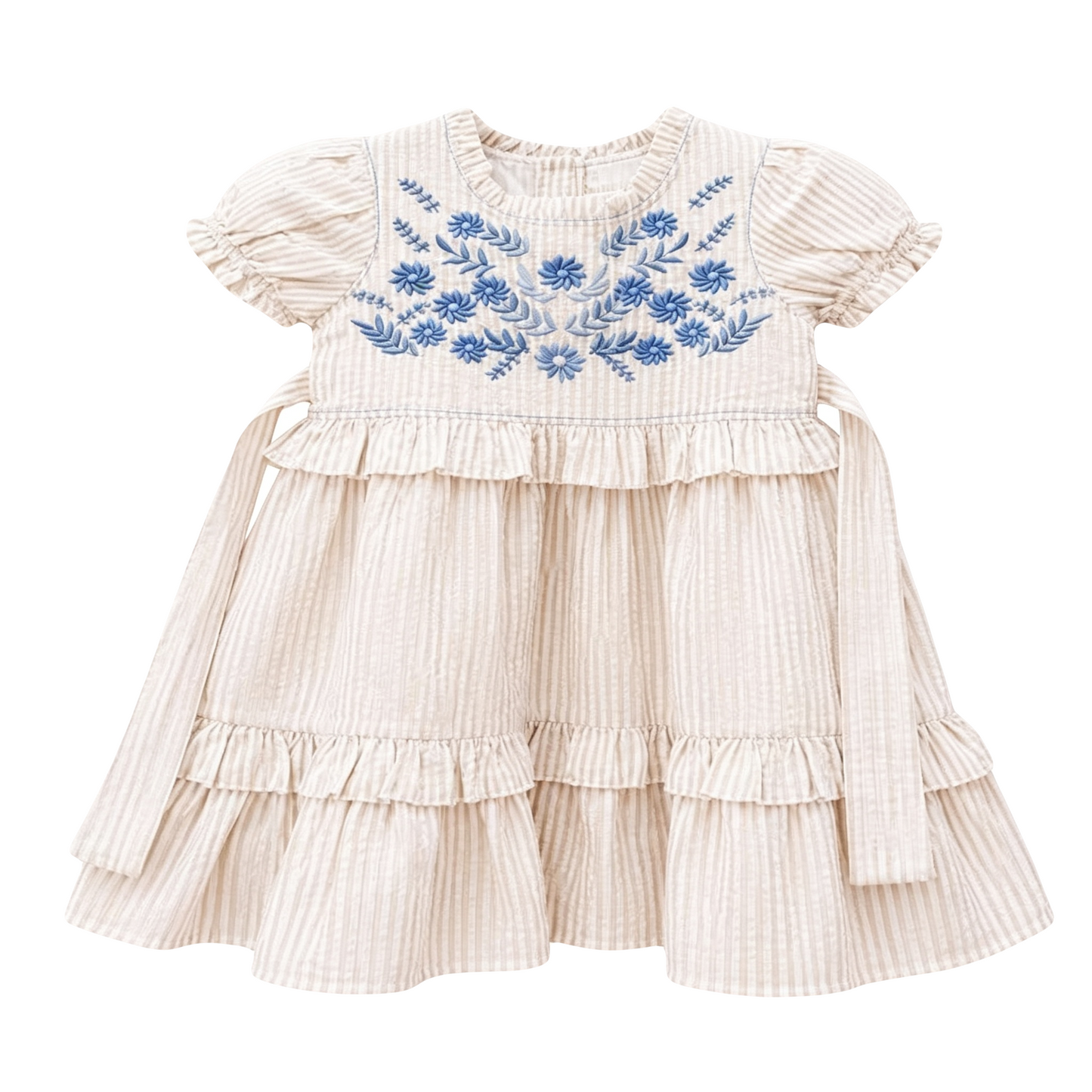 Baby Girls Stripe Embroidered Dress