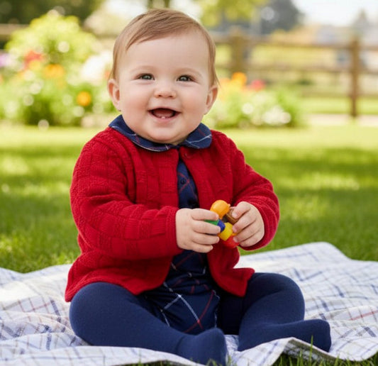 Baby Checked Outfit with Cardigan