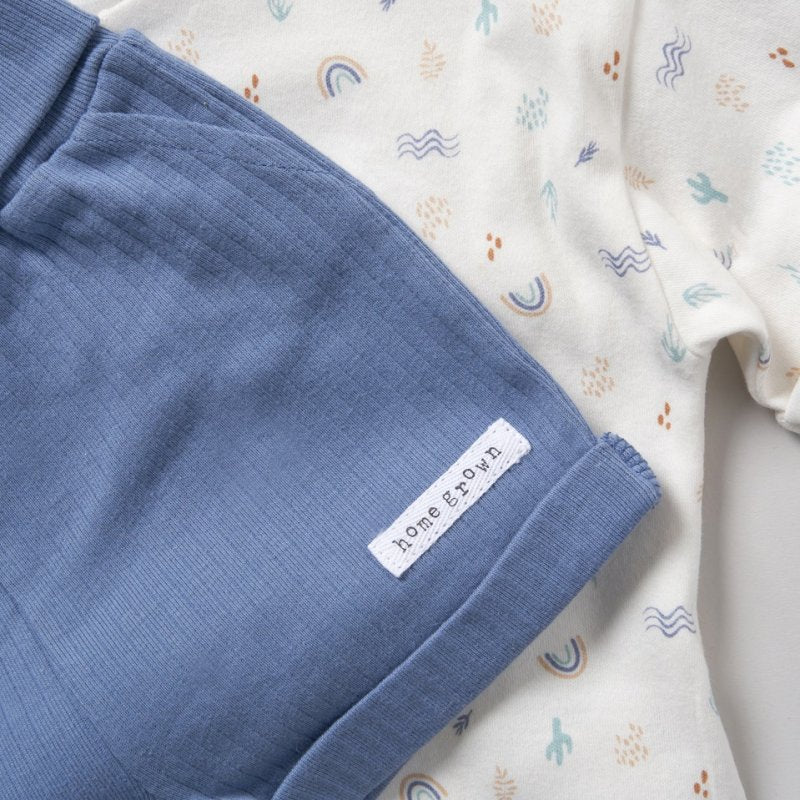 Baby Boys Organic T-shirt, Shorts & Reversible Bib