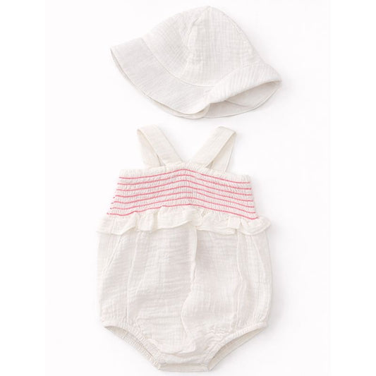 Baby Girls Smocked Romper & Hat