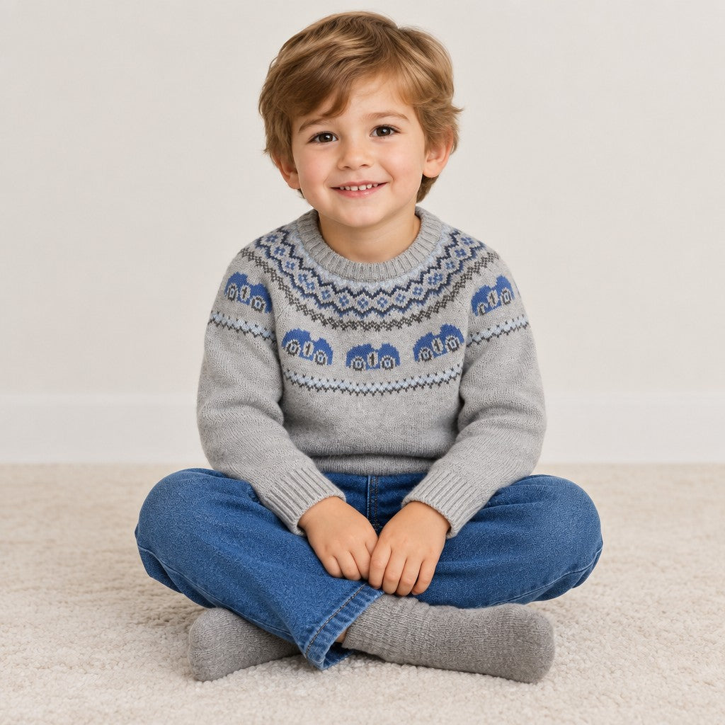 Boys Car Jumper & Jeans Outfit