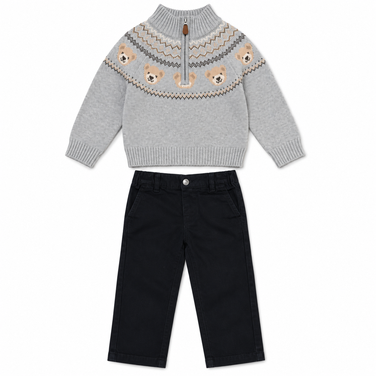 Boys Teddy Half Zip Jumper & Corduroy Trouser Outfit