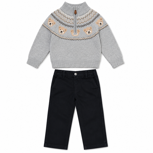 Boys Teddy Half Zip Jumper & Corduroy Trouser Outfit