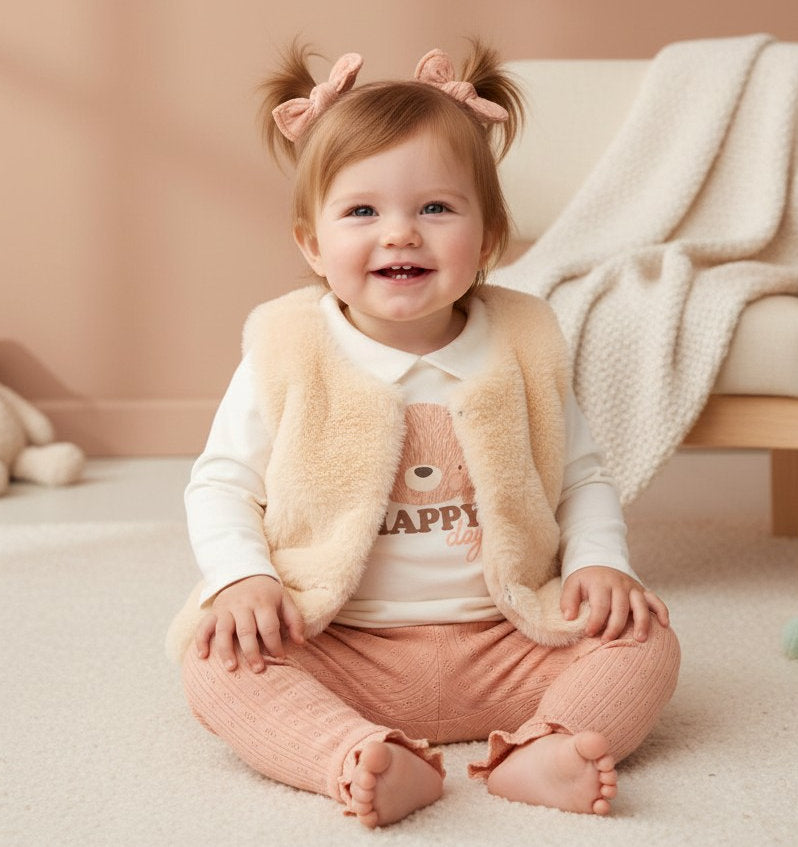 Baby Girls Faux Fur Gilet Outfit