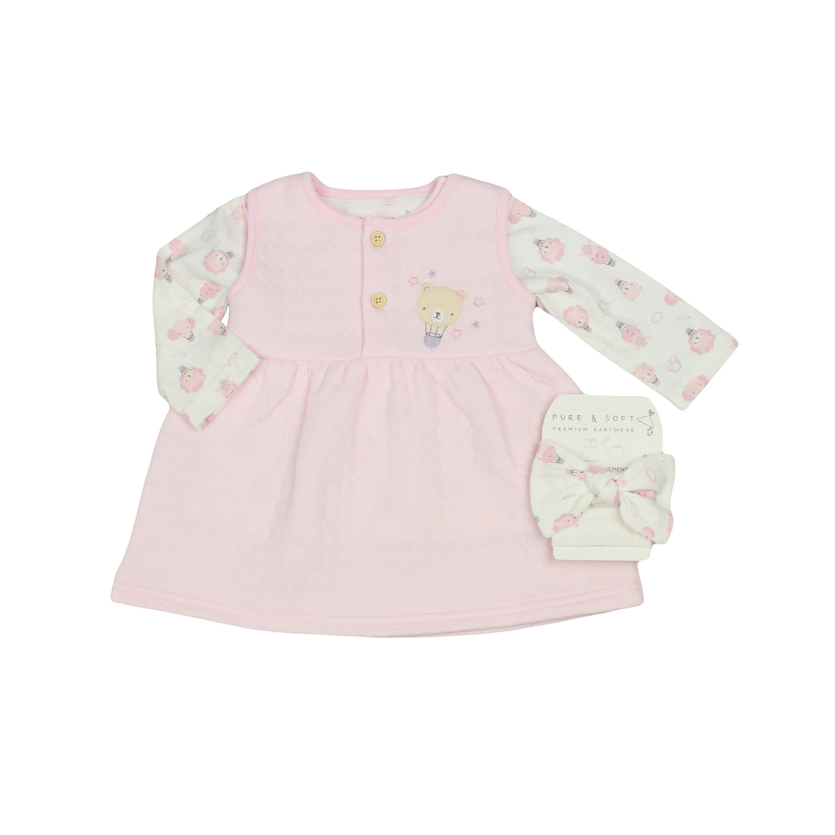 Baby Girls Quilted Dress with Headband