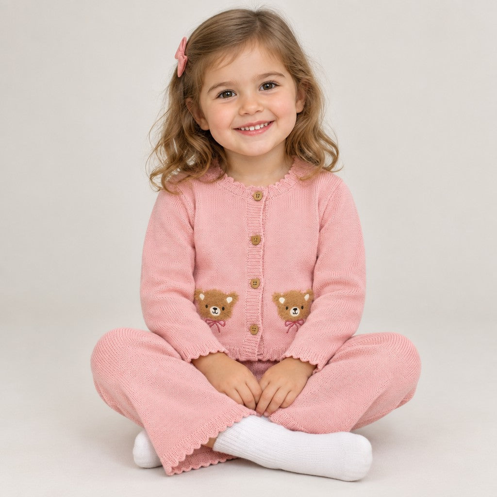 Girls Teddy Knitted Outfit