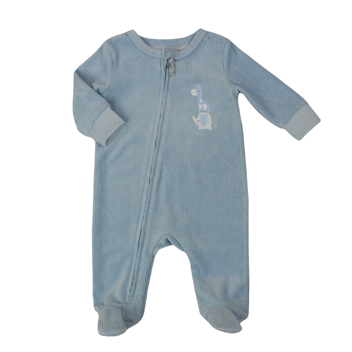 Baby Boys Zip Velour Sleepsuit