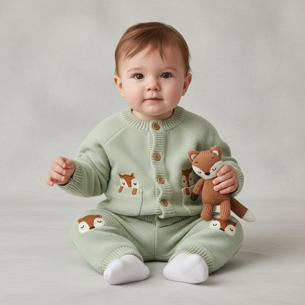 Baby Fox Knitted Outfit