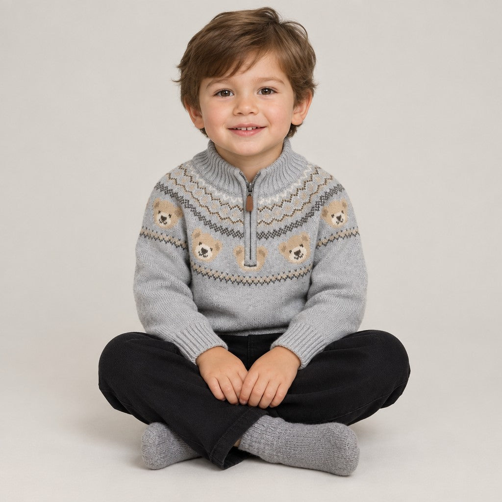 Boys Teddy Half Zip Jumper & Corduroy Trouser Outfit