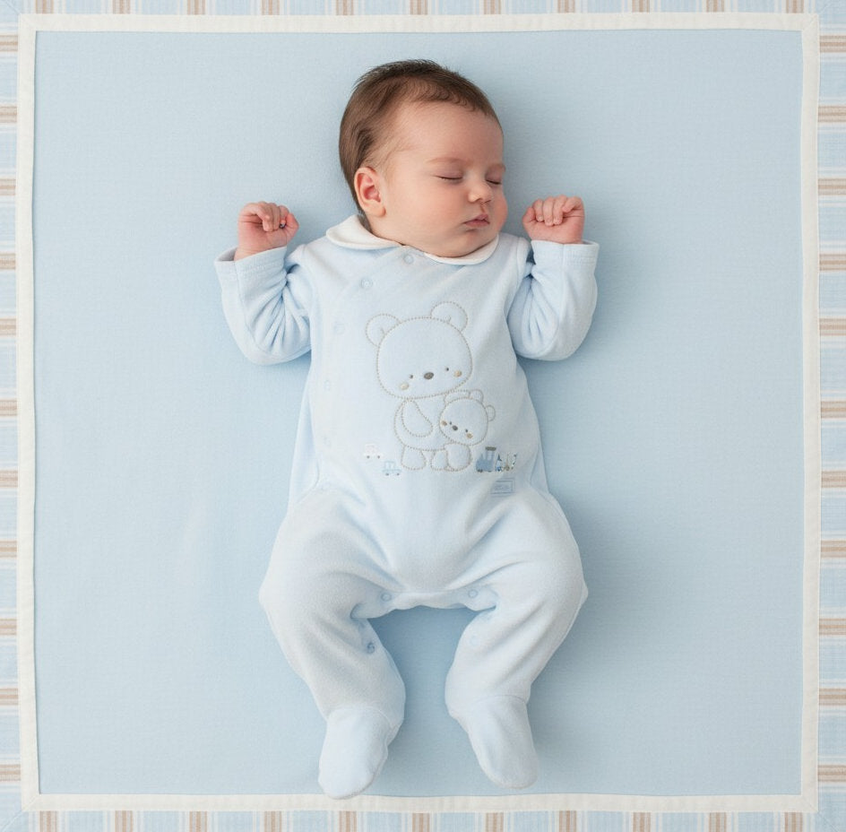 Baby Boys Velour Bear All in One