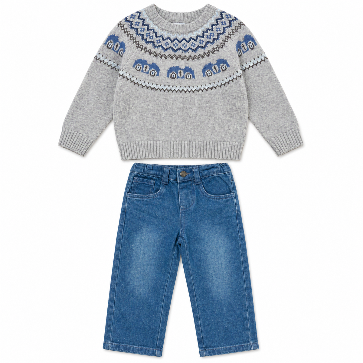 Boys Car Jumper & Jeans Outfit