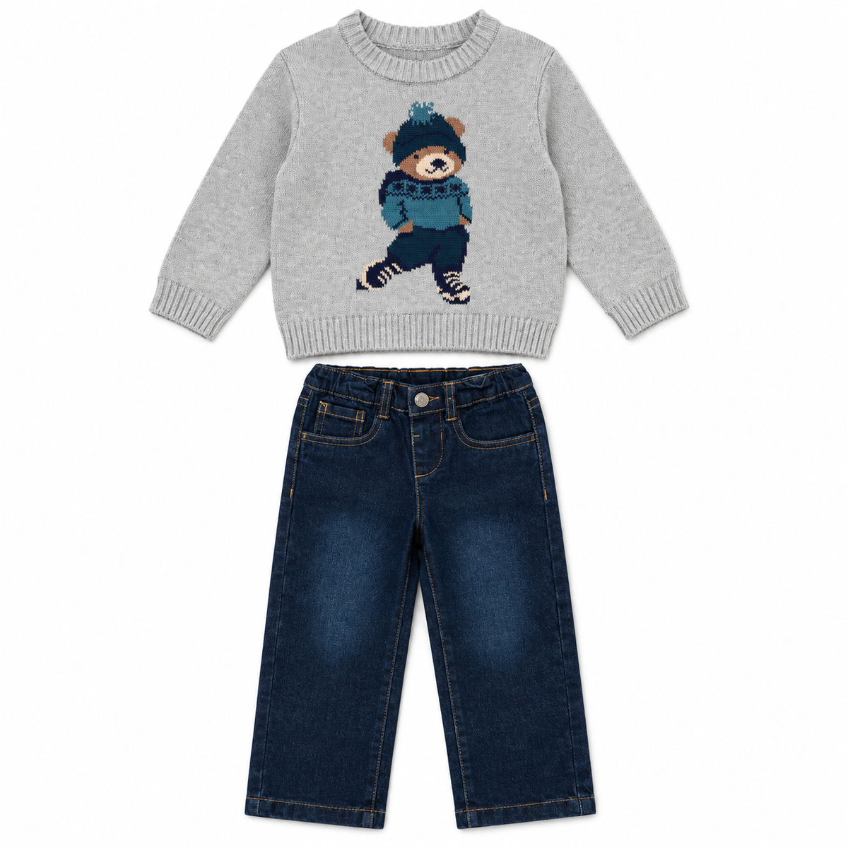 Boys Bear Jumper & Jeans Outfit