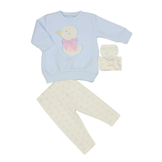 Baby Girls Quilted Duck Outfit with Headband