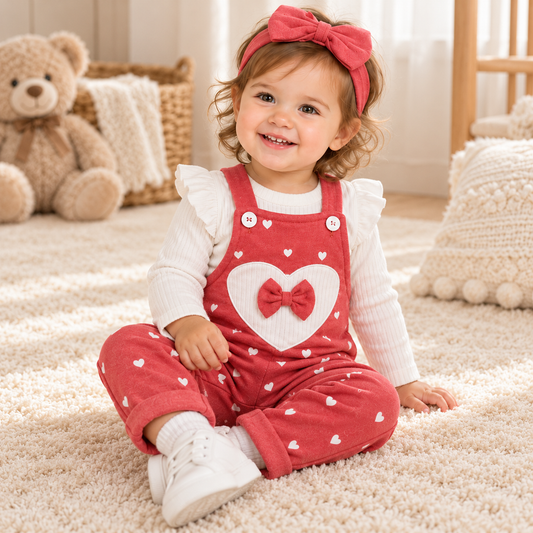 Baby Girls Dungaree & Headband Outfit