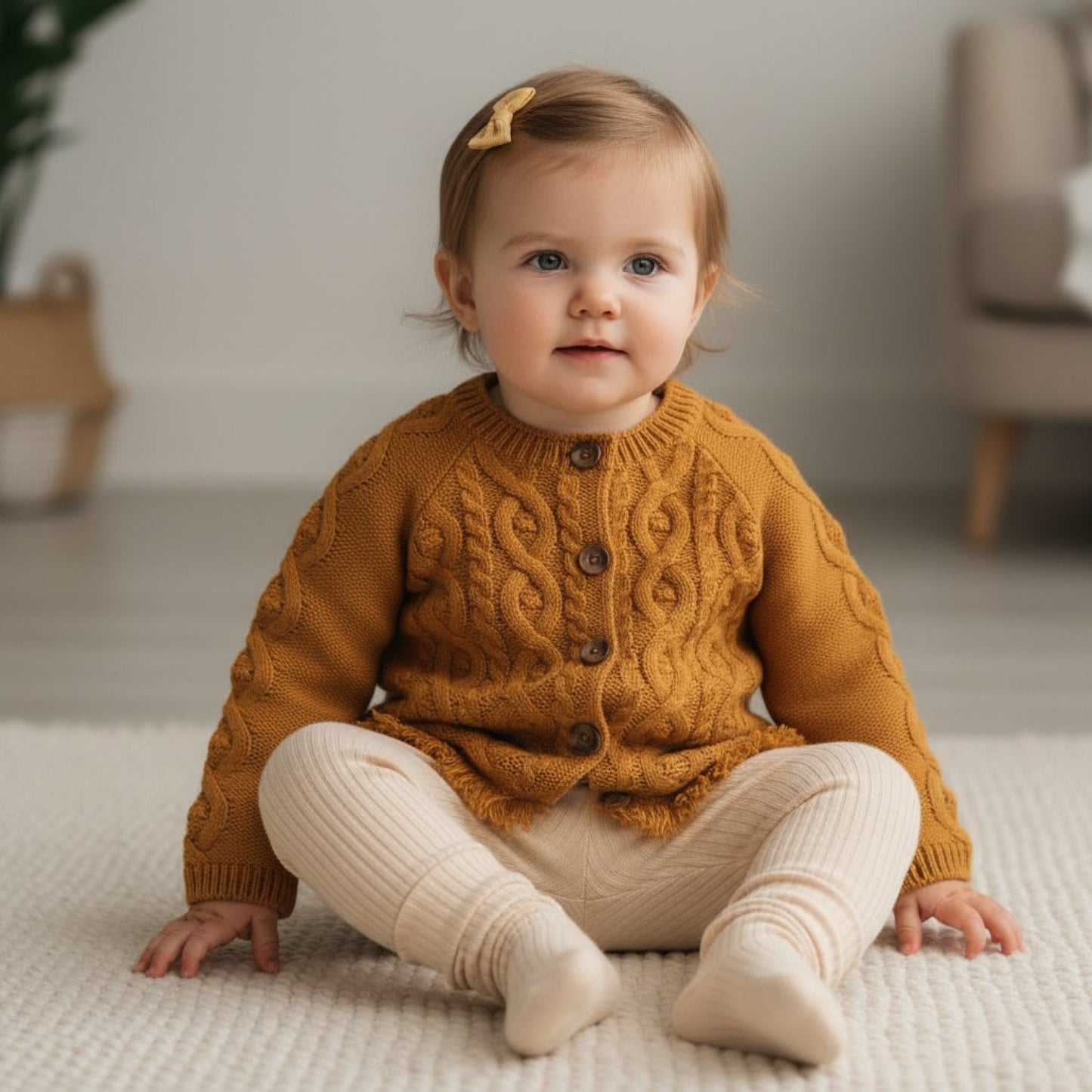 Baby Girls Cable Knit Cardigan Outfit