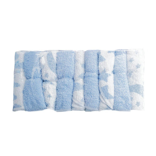 Pack of 9 Blue & White Washcloths