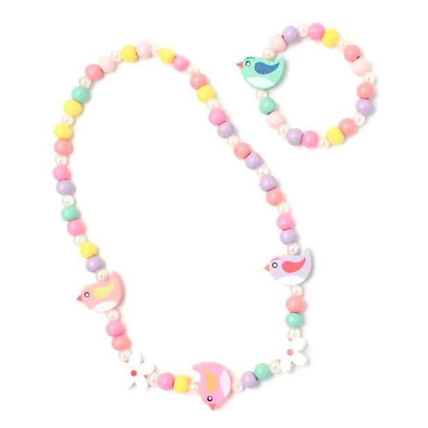 Bird Bead Necklace & Bracelet Set