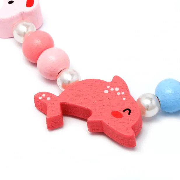 Dolphin Bead Necklace & Bracelet Set