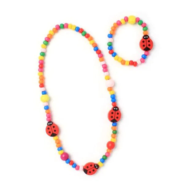 Ladybird Bead Necklace & Bracelet Set